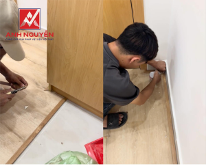 Sàn nhựa kết hợp phào nẹp chân tường tăng độ thẩm mỹ