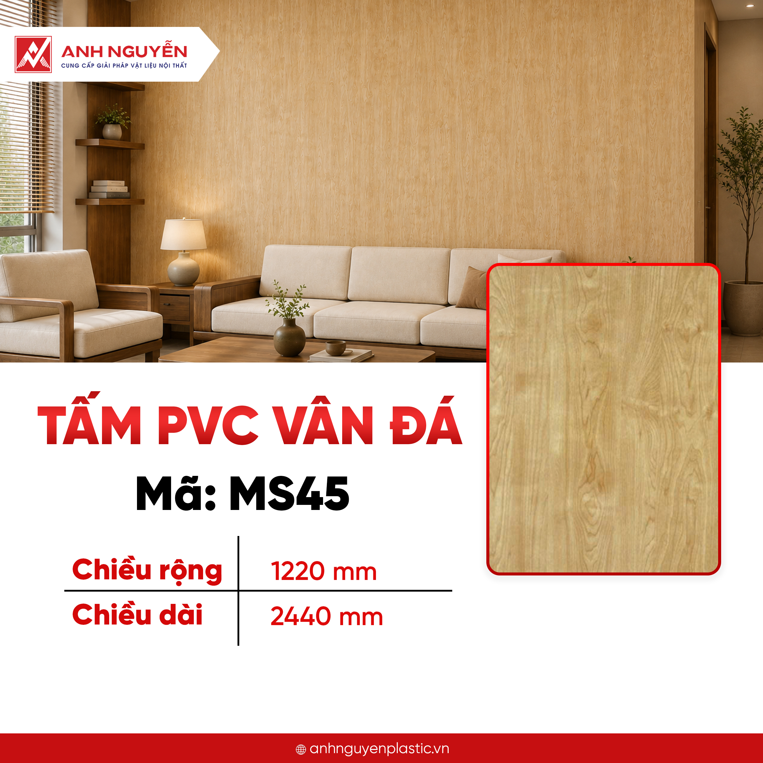 Tấm PVC Vân đá MS45 Tấm PVC Vân đá MS45