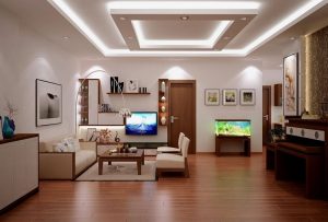 mẫu tấm trần thả thạch cao hoa văn trang trí tươi sáng