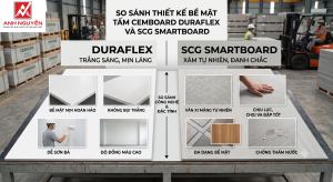So sánh thiết kế bề mặt tấm Cemboard duraflex và SCG Smartboard
